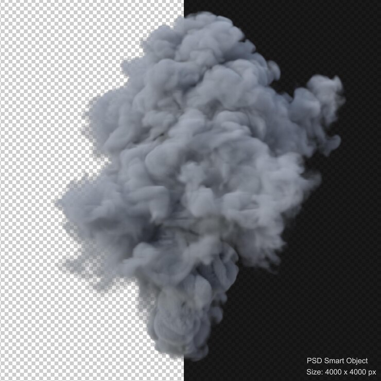 Render 3D ledakan asap terisolasi