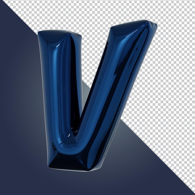 Render 3D de la letra del alfabeto azul metálico aislado