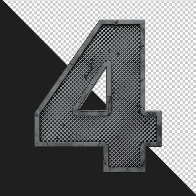 Render 3D de la letra del alfabeto de metal agrietado aislado
