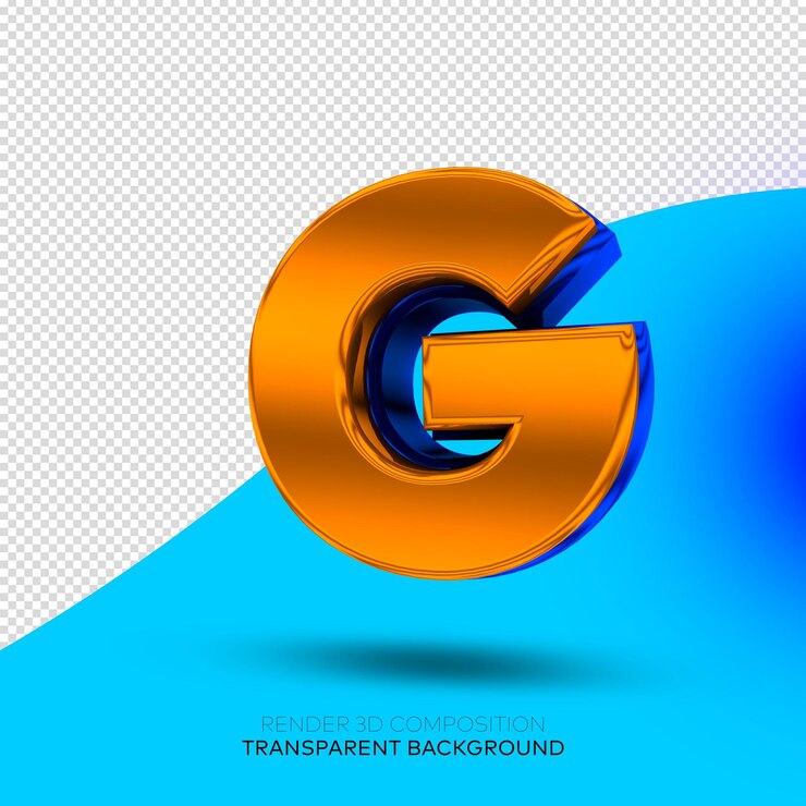 PSD render 3d letra g fundo transparente
