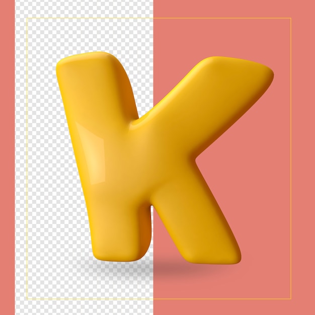 Render 3d de la letra k del alfabeto
