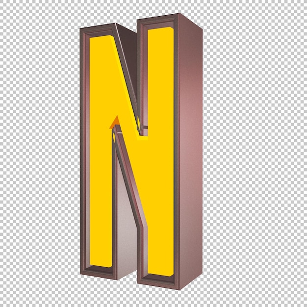 PSD render 3d letra n