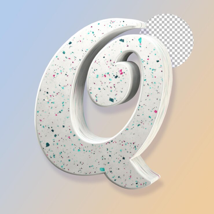 PSD render 3d de la letra q