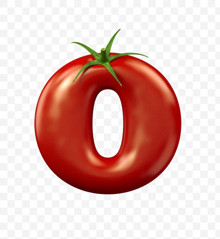 PSD render 3d de letra de tomate rojo símbolo de comida aislada del alfabeto