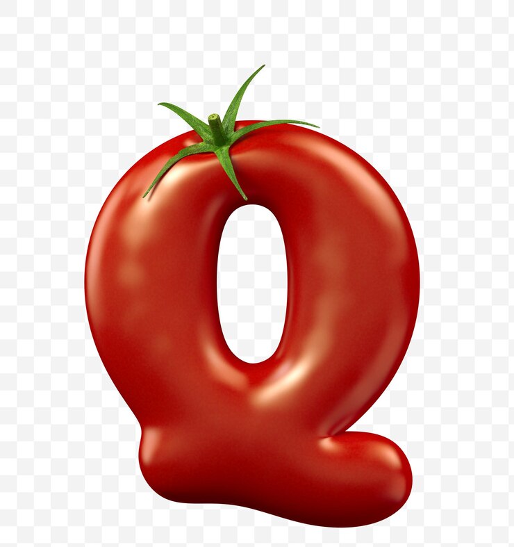 PSD render 3d de letra de tomate rojo símbolo de comida aislada del alfabeto