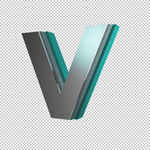 PSD render 3d de letra v