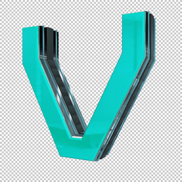 PSD render 3d de letra v