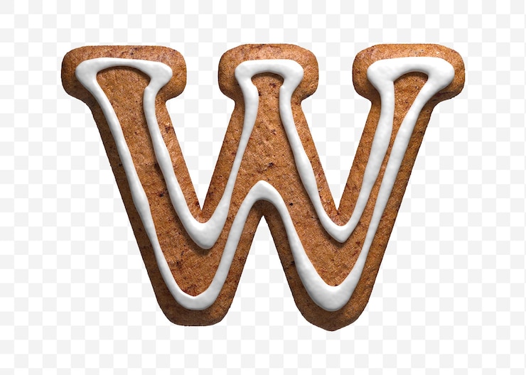 PSD render 3d de la letra w de galleta de jengibre de navidad aislado