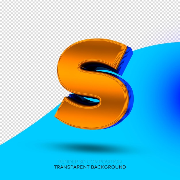 PSD render 3d letras alfabeto fundo transparente