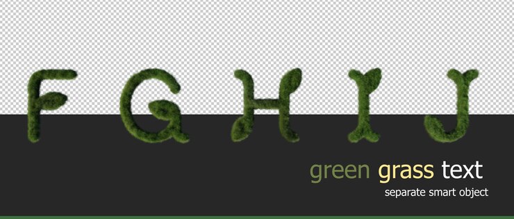 PSD render 3d las letras del alfabeto de hierba establecen f a j