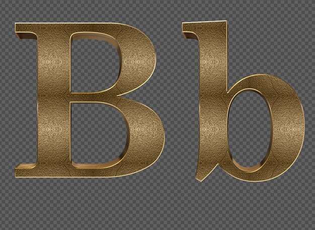 Render 3d letras minúsculas y mayúsculas de oro