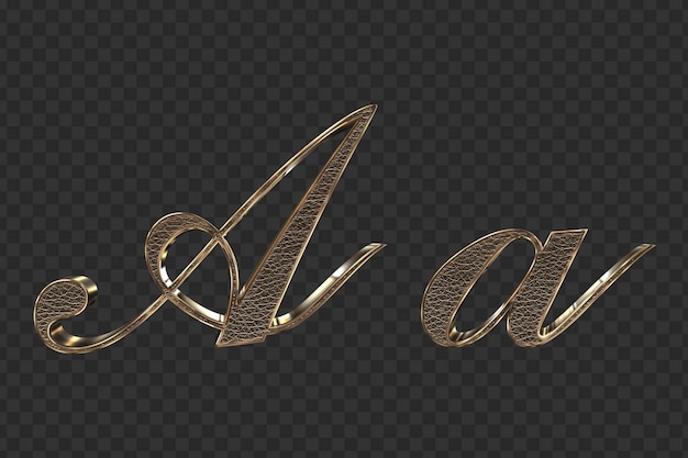 PSD render 3d letras minúsculas y mayúsculas de oro