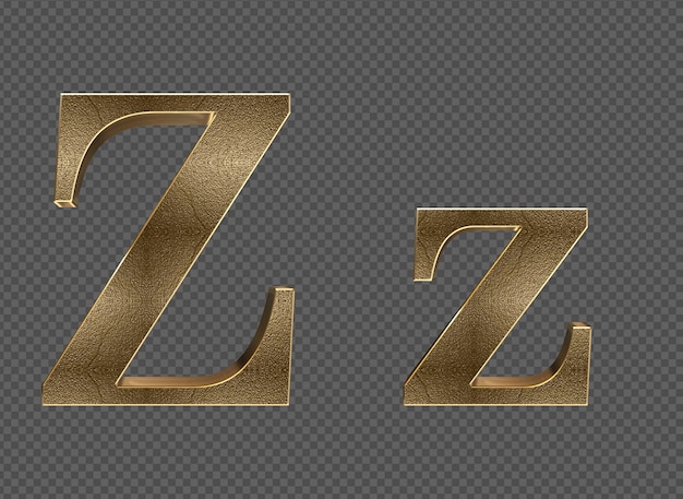 Render 3d letras minúsculas y mayúsculas de oro