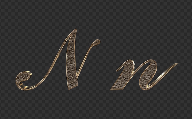 PSD render 3d letras minúsculas y mayúsculas de oro