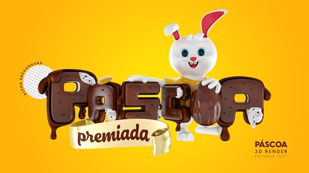 PSD render 3d de lettering 3d easter brasil ventas al por menor