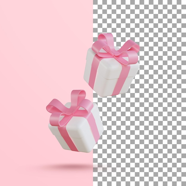 Render 3D de linda caja de regalo