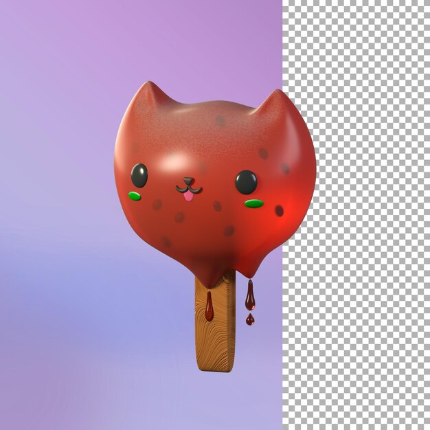 Render 3D de lindo gato helado de sandía