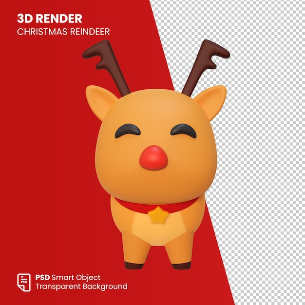 Render 3d lindo reno de navidad