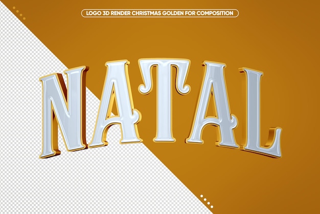 Render 3D logo dorado de navidad para composiciones