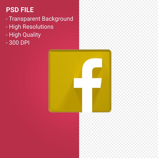 PSD render 3d del logo de facebook sobre fondo transparente