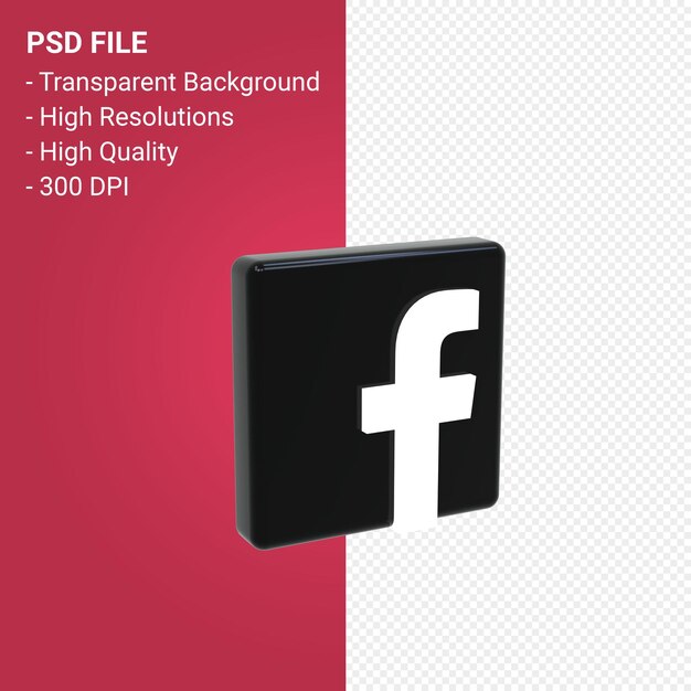 PSD render 3d del logo de facebook