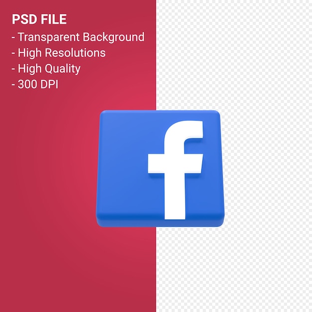 PSD render 3d del logotipo de facebook aislado