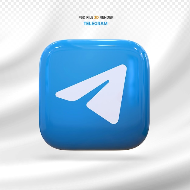 Render 3d del logotipo de las redes sociales de telegram