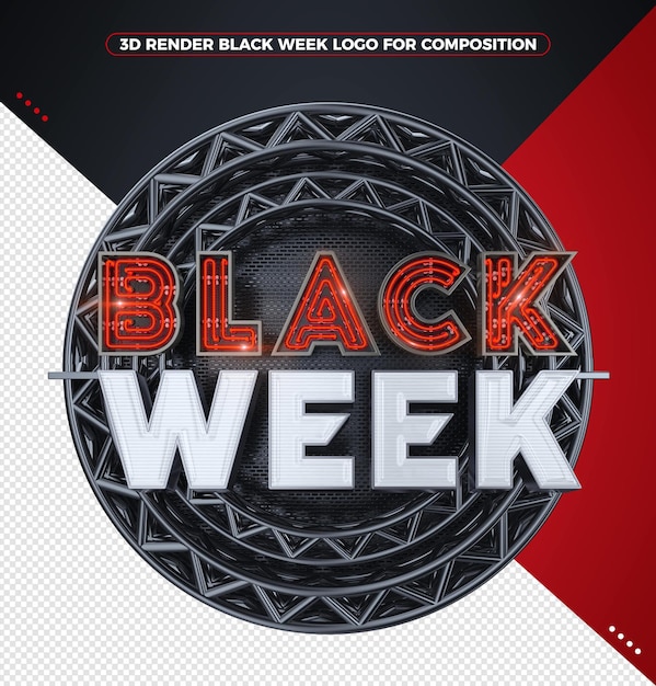 Render 3D del logotipo de la semana negra con neón rojo
