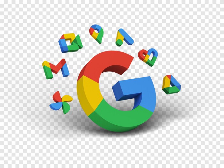PSD render 3d de logotipos de productos de google