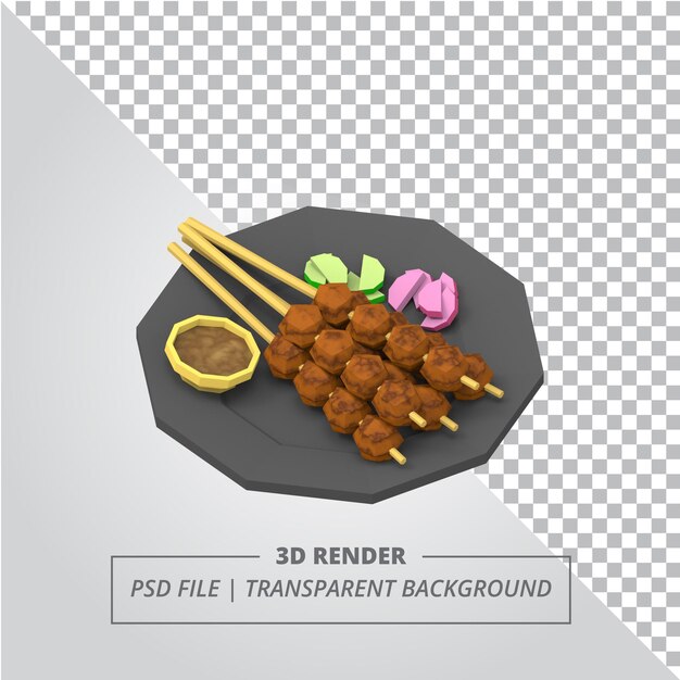 Render 3d low poly satay