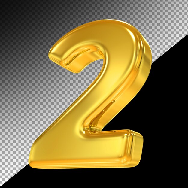 Render 3d de lujo dorado número 2