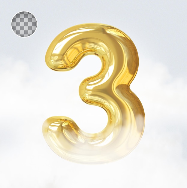 Render 3d de lujo dorado número 3