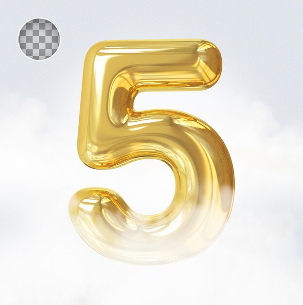 Render 3d de lujo dorado número 5