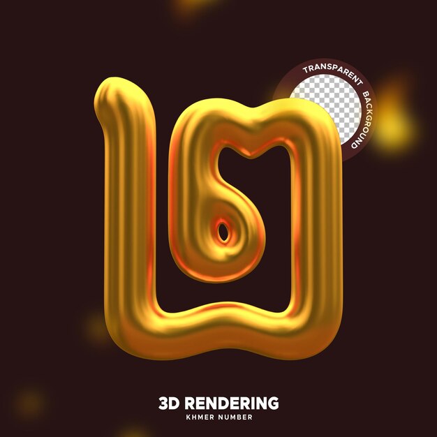 Render 3d de lujo de oro Khmer número 2
