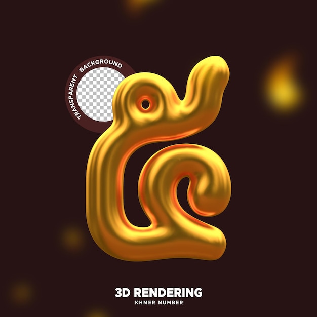 Render 3d de lujo de oro Khmer número 5