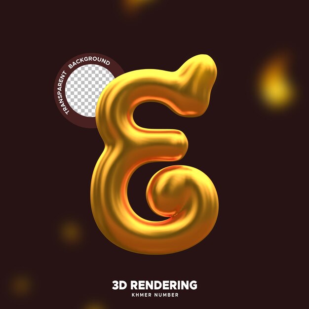 Render 3d de lujo de oro Khmer número 9