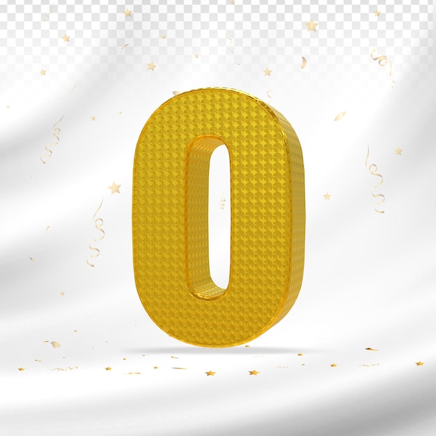 Render 3d de lujo oro número 0