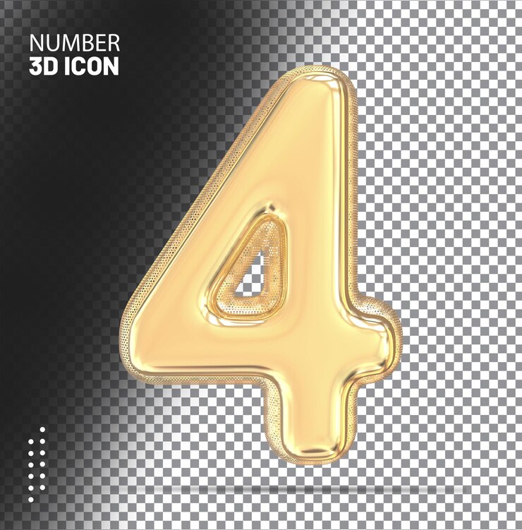 PSD render 3d de lujo de oro número 4