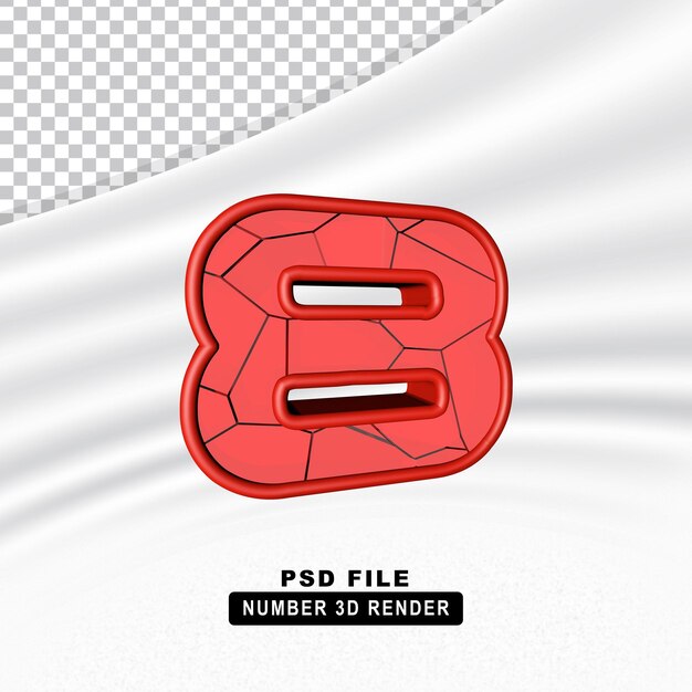 Render 3d de lujo rojo número 8