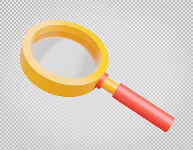 Render 3D de lupa sobre fondo transparente