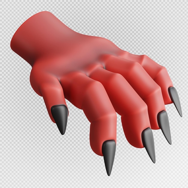 Render 3d de mano de monstruo con concepto de halloween