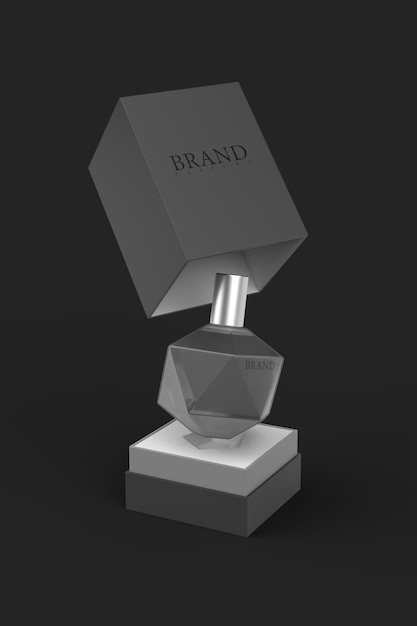 Render 3d de maqueta de empaque de perfume para diseño de producto