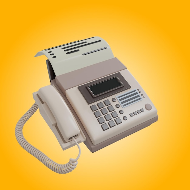 Render 3D de máquina de fax