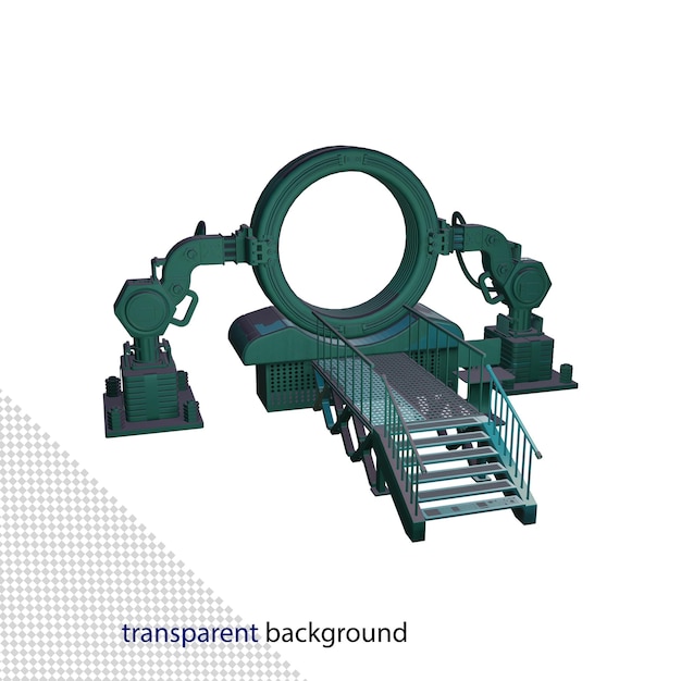 Render 3d de la máquina del tiempo con fondo transparente