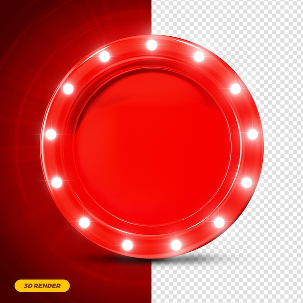 Render 3d de marco rojo con luces para composición Premium Psd