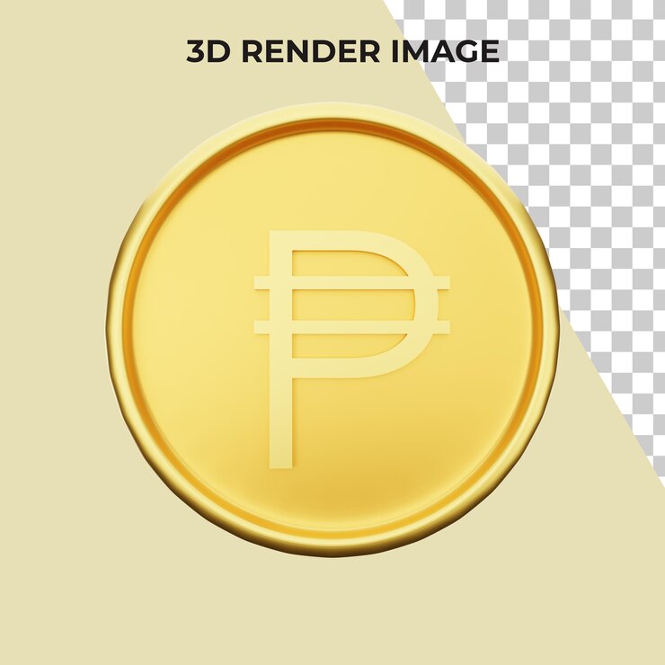 PSD render 3d mata uang peso premium psd
