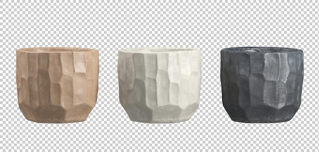 Render 3d mínimo de decoración de olla de barro vacía interior