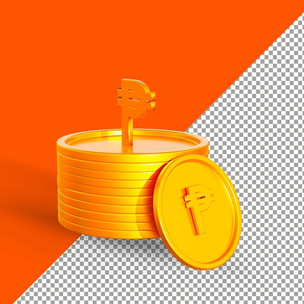 PSD render 3d de moneda de oro rublo