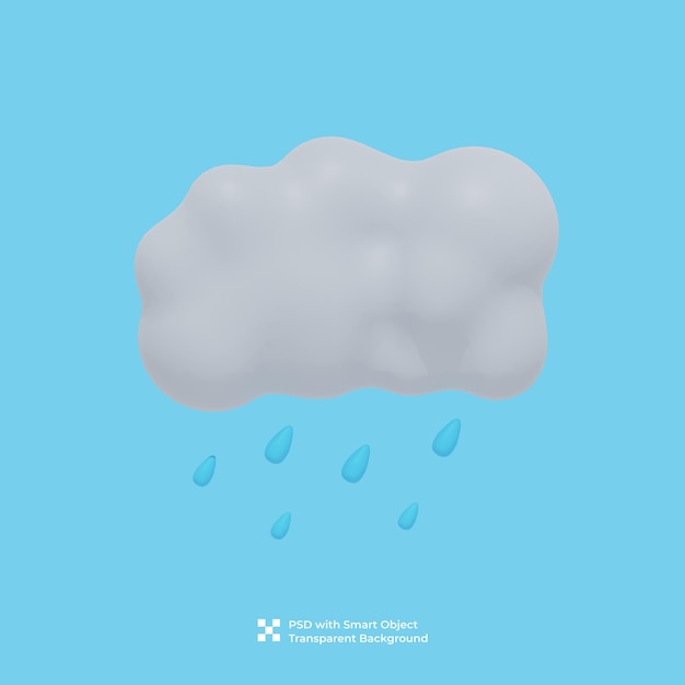 PSD render 3d de nube con lluvia