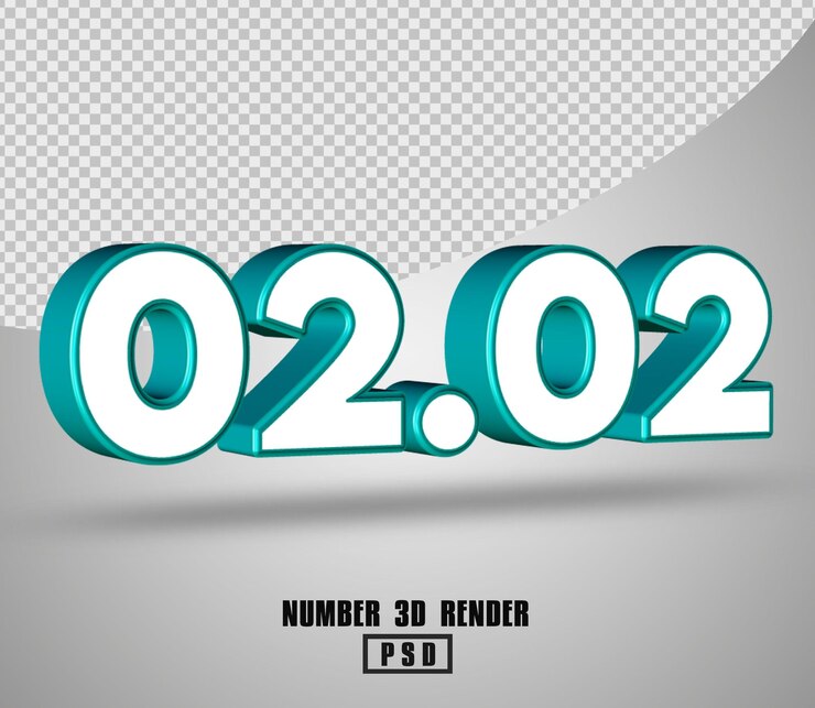 PSD render 3d número 02.02 color blanco tosca